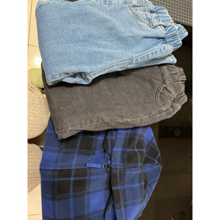 Fleece 格子連帽外套*1、不倒絨 牛仔褲*2