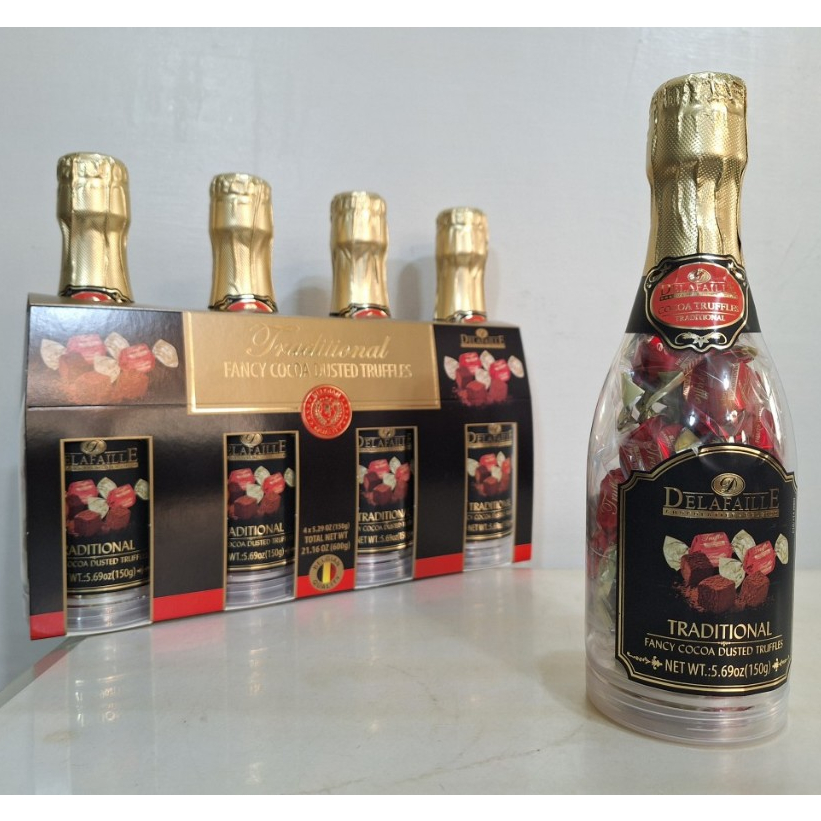 【築夢花世界】-COSTCO 好市多代購 Delafaille 香檳瓶裝巧克力風味球 (不含酒精)