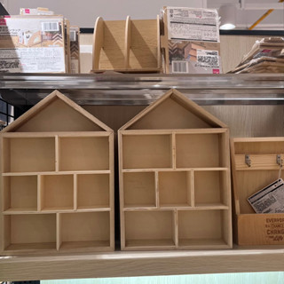 大創代購｜木屋造型分隔收納盒 木製品 展示盒 公仔擺設 DAISO
