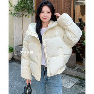 現貨微瑕疵｜半高領連帽防風外套 短款外套 羽絨棉服 秋冬保暖 縮口設計 簡約 拉鍊外套 KO80209