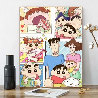 DIY鑽石畫 貼鑽蠟筆小新卡通 鑽石畫 5D圓鉆鑽石畫立體鑽石畫 生日禮物貼鑽木版畫掛畫 兒童鑽石貼畫 解壓好物生日禮物