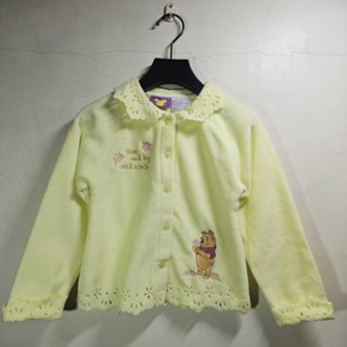 Winnie the Pooh 小熊維尼 刺繡 長袖 睡衣 襯衫 上衣 居家服 童裝 女童 刷毛 絨毛 迪士尼（全新）