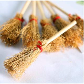 🍁 （1入/3入手工竹料）迷你 模擬 掃把 掃帚 竹掃把 微縮模型 食玩模型 微縮場景 隨草憶境