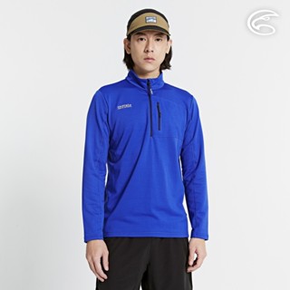 ADISI 男半門襟動態保暖快乾上衣 AL2421085 龍膽藍 (S-2XL)｜磨毛 鬆餅紋 抗靜電 彈性 吸濕 速乾