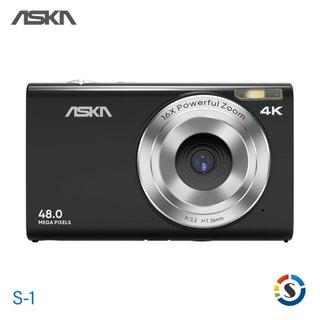 台灣品牌ASKA S-1 數位相機（黑）套組：NP-6L原電*1/Micro 64G*1/Mini Z10*1