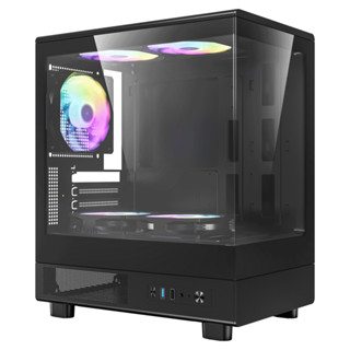 DarkFlash大飛 MOTI Mini 鏡之小島 電腦機殼 M-ATX 標配5顆固光風扇 可關燈 黑色機殼 電競機殼