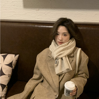 taoye♡ ｜日係灰色針織麻花圍巾 冬季加厚保暖圍巾 純色圍巾 男女通用情侶軟乎乎圍脖