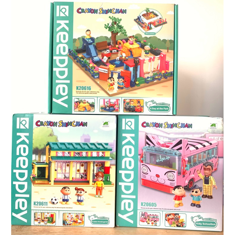*妮妮小舖*快速出貨  🌟全新正版 盒損 Keeppley 蠟筆小新 雙葉幼稚園 貓咪 校車 春日部公園 積木