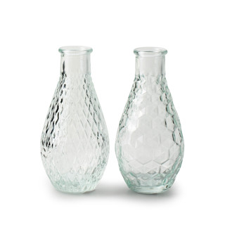 荷蘭Jodeco Glass玻璃花器/ R&B窄口梨形壓紋/ 透明/ 隨機出貨/ 高14 cm eslite誠品