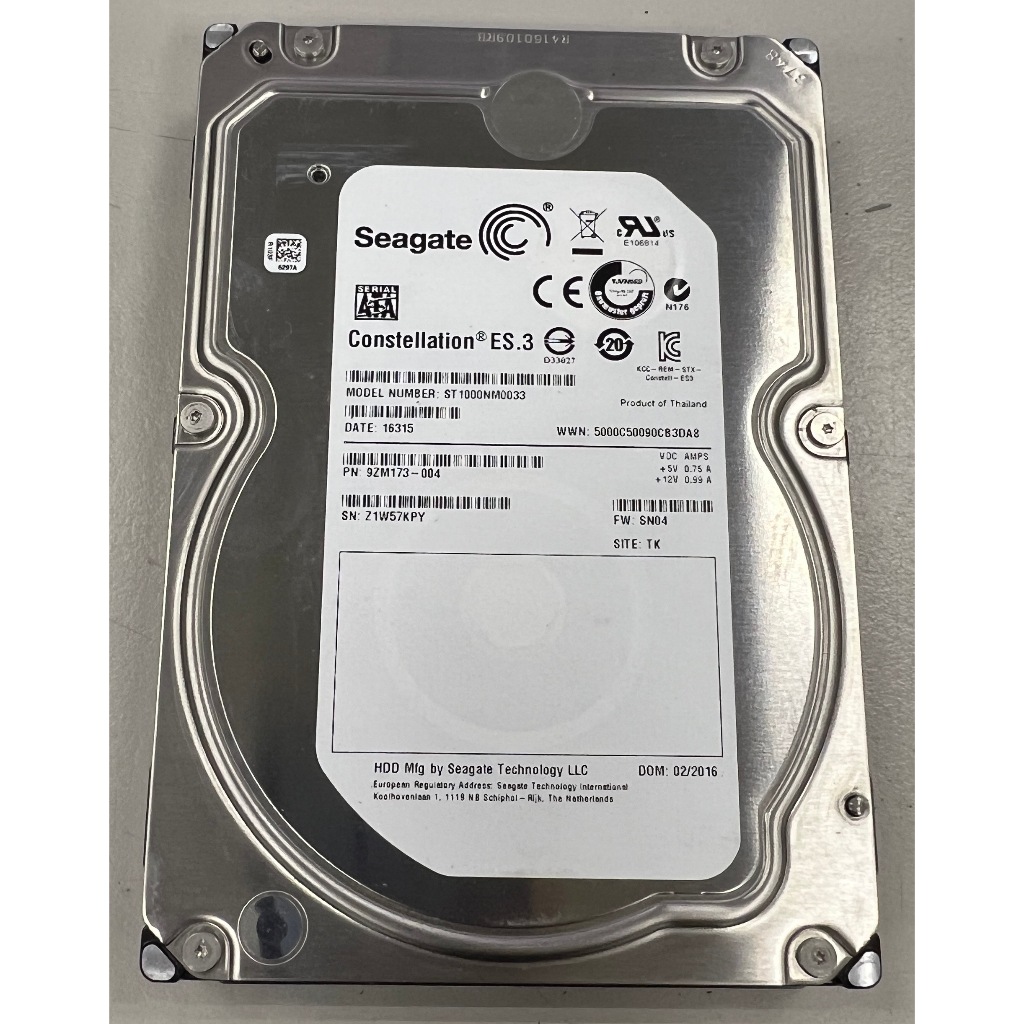 希捷Seagate ES 3 企業級 3.5吋 1TB 1T ST1000NM0033 內接二手良品硬碟