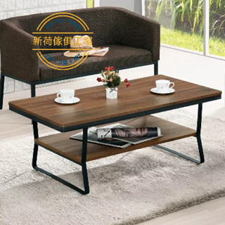 【新荷傢俱工場】25M 1464 工業風4尺胡桃雙層茶几 開放式茶几 木紋茶几 鐵腳茶几 工業風茶几 4尺茶几