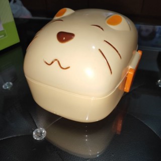 全新 動物 造型 老鼠 PP 耐熱120 度 雙層 便當盒 扣式 微波 便當盒 餐盒 附 湯匙