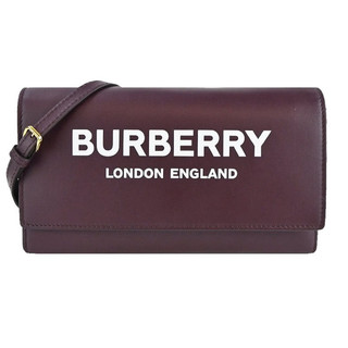 ❤️🇺🇸全新BURBERRY 經典字母LOG O皮革WOC手拿/斜背包（酒紅）