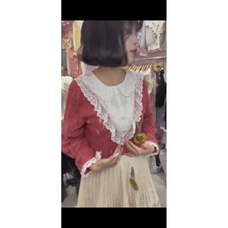 正韓 全新 MS蕾絲v領磨毛蕾絲上衣 非小皇冠damia yard papaine lovable mari&co