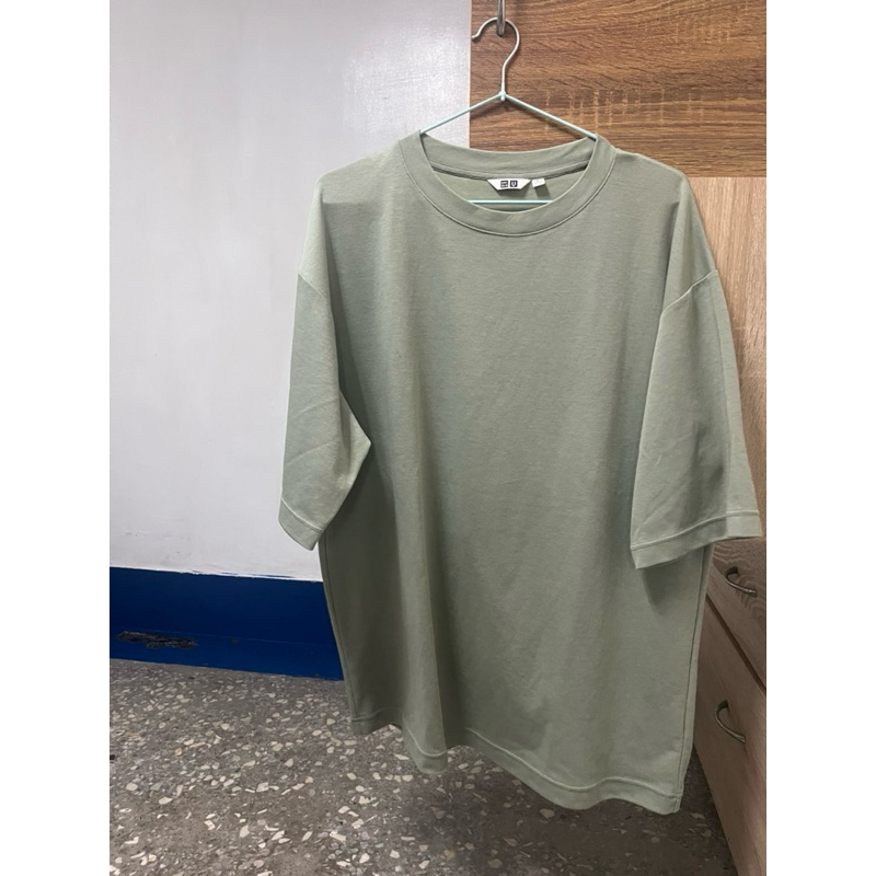 （二手衣服）GU UNIQLO AIRISM 棉質寬版 五分袖T恤 網眼 polo衫 透膚
