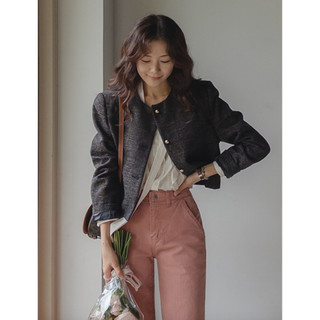 DREAM COLOR KR 一件免運 韓國女裝 正韓 女裝 簡潔奢華修身標準版型花呢外套 0920
