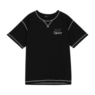 【CITYBREEZE】反車線造型LOGO短袖上衣 (男女同款 花灰色/黑色)