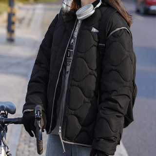 胖胖美依棉服 新款韓版休閒風菱格寬鬆顯瘦小個子加厚棉衣…1F073-7146