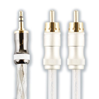 川木W193 鍍銀3.5mm RCA信號線 電腦手機一分二 轉RCA雙蓮花 信號線 發燒HiFi 音頻線 0.5米