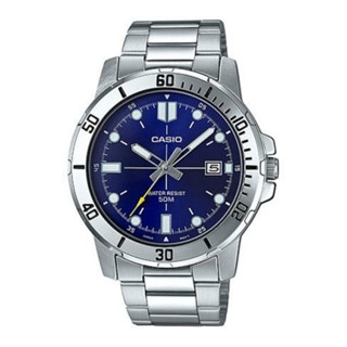 CASIO 卡西歐 風潮 簡約 不鏽鋼 腕錶 - 銀 x 藍面 刻度款 (MTP-VD01D-2E) [ 秀時堂 ]