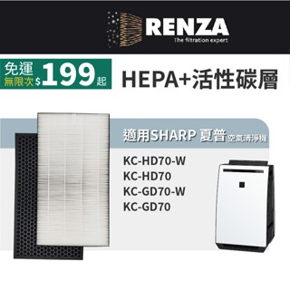 適用sharp夏普 kc-hd70-w kc-hd70 kc-gd70-w kc-gd70空氣清淨機 hepa活性碳濾網