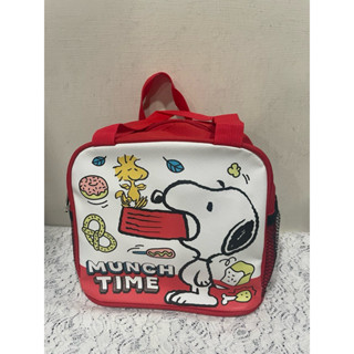 snoopy史努比紅色便當袋、萬用袋（正面PVC材質、背面尼龍材質）