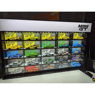MINIGT 1/64 25格 多美卡TLV亞克力收納小比例車模防塵展示配燈遙控展示盒 1:64 GTR
