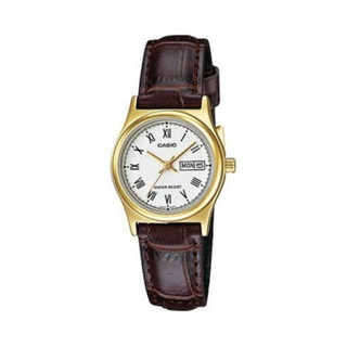CASIO 卡西歐 精緻復古 羅馬數字 皮革腕錶 - 咖啡x白麵 (LTP-V006GL-7B) [ 秀時堂 ]