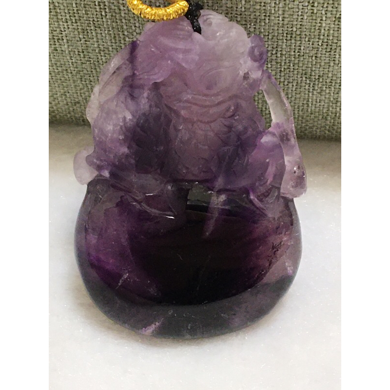 晶曜水晶~~~紫超七、超七紫髮達必茲~如意豼貅墜(2443)
