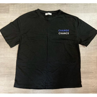 韓國東大門 J.CRANE英文文字 PLAYROOM 上衣T CHANGE 黑色 二手 短袖/長袖