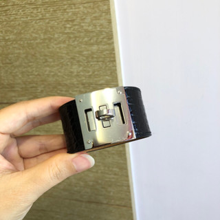 Hermès 愛馬仕 Kelly Dog 黑色鱷魚皮手環
