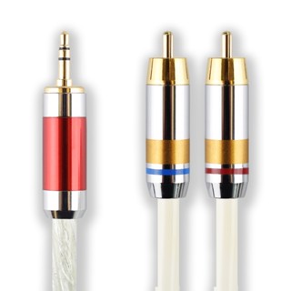 鍍銀3.5mm轉2RCA【川木】全新現貨【W236】雙蓮花 rca 一分二發燒音訊線手機電腦HiFi音響連接線
