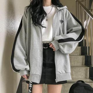 衣時尚 上衣 外套大學T 學院風 連帽 開衫外套 M-2XL 新款韓版原宿風刺繡字母女裝拉鍊外套花-4957.