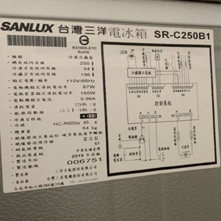 B三洋冰箱門條 膠條 門磁條 門環 橡膠圈SR-B192B、SR-B250B、SR-C250B1