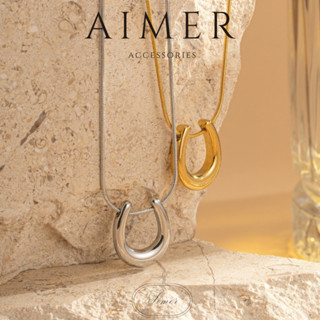 《Aimer ac》歐美 INS 時尚 U形 水滴 吊墜 馬蹄鐵 鈦鋼 項鍊 鎖骨鏈 18KGP｜金、銀色 | 臺灣現貨