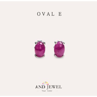 [安珠] 紅寶石 紅色 橢圓 4*6mm 耳環 經典系列 Oval E 寶石銀飾 AND JEWEL