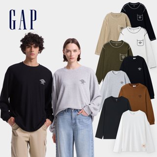 Gap 男女裝 純棉Logo刺繡圓領/針織長袖T恤-多款任選(636871&636993&637609)