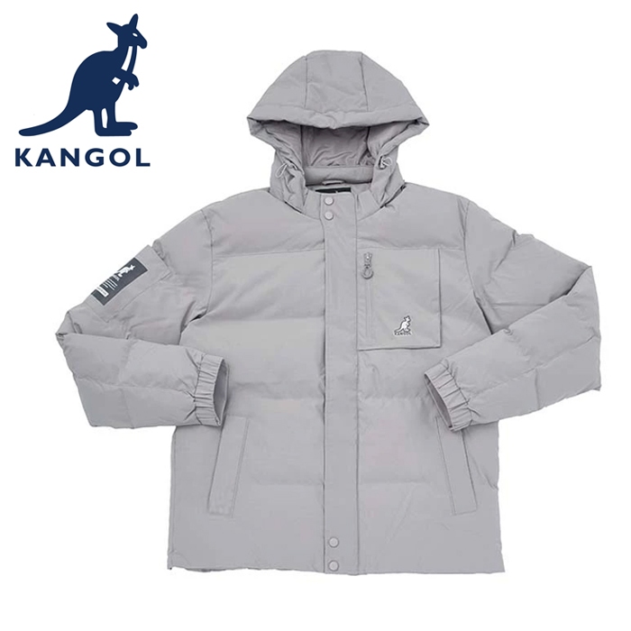 KANGOL 英國袋鼠 連帽鋪棉外套 帽可拆式 64558440 中性 外套 淺灰 深藍 黑色