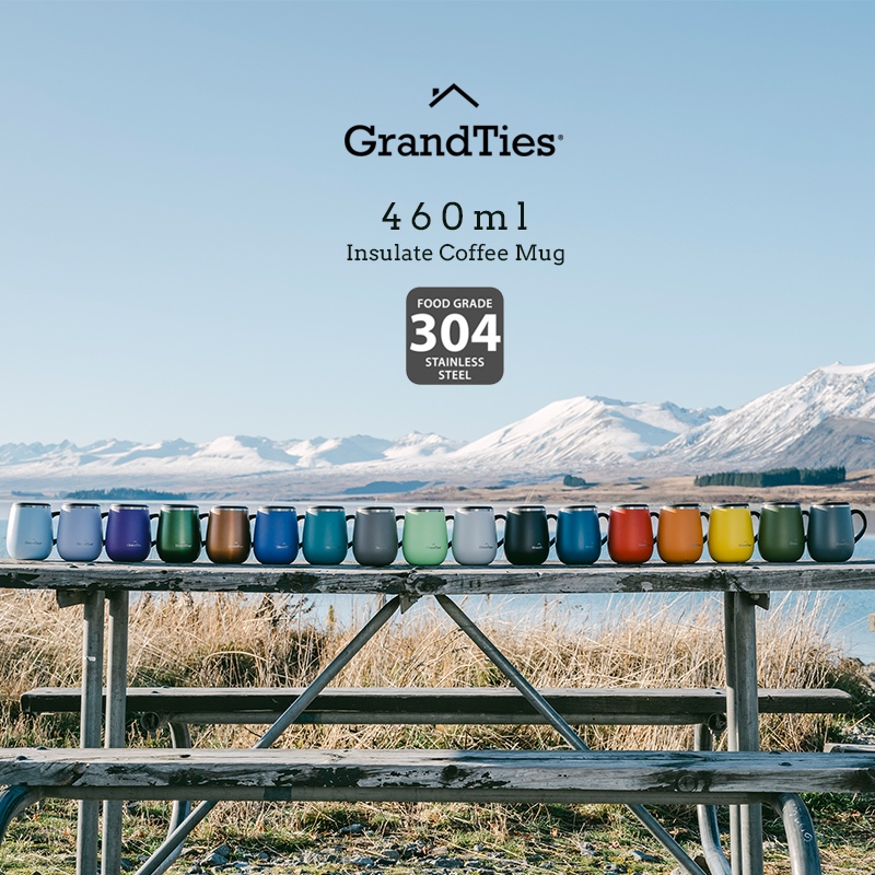 【潮流北歐風】美國GrandTies 304不鏽鋼保溫杯 馬克杯 滑蓋式防漏杯蓋 保溫咖啡杯 保溫不鏽鋼馬克杯