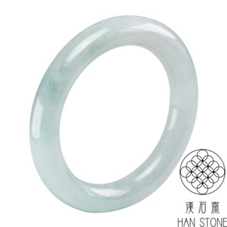 【漢石齋】天然翡翠A貨 圓條手鐲玉鐲 冰糯種飄花(手圍18.3/版寬11.6mm)