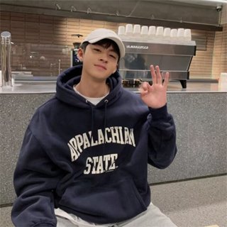 韓國 韓式連帽大學衛衣男 秋冬款美式復古衣服 秋季潮牌休閒慵懶外套 重磅華棉寬松百搭衣服