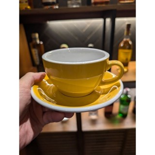 愛陶樂 黃色 卡布杯 拉花杯盤 咖啡杯盤250ml