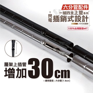 【鐵物局】【六分管上管】增加30cm插銷式烤漆黑/白/電鍍銀鐵管★19MM(4/6入裝)★層架鐵管/鐵力士架/層架配件
