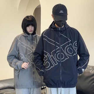 春秋風衣外套 防風外套 運動外套 男女同款情侶外套 愛迪達大LOGO外套 休閑百搭