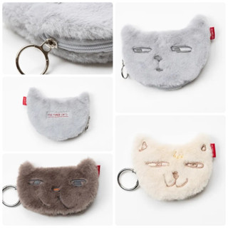 日本THE THREE CATS 貓咪絨毛小包15/12cm 收納包 零錢包 萬用包起來