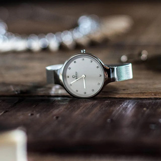 OBAKU 星光眷戀米蘭時尚腕錶-白鋼/33mm
