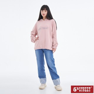 【5th STREET】 女裝 立體繡花長袖帽T-粉紅 (560937)