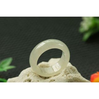U809玉戒指❀ 10# 翡翠玉天然A貨冰潤淡黃寬版戒圈指環戒子【緬甸玉翠軒】玉首飾品 男女款式 尾戒