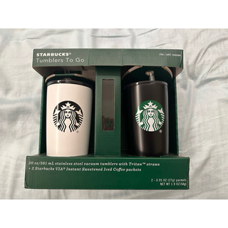 Starbucks星巴克保溫保冷不鏽鋼杯 黑白色杯子一組
