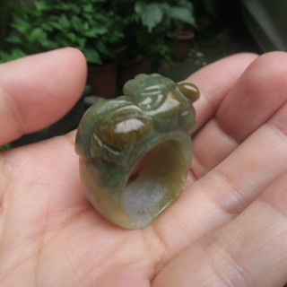 Coco緬甸玉 招財貔貅戒指 內徑：2.07cm 國際戒圍19號 翡翠a貨附證書